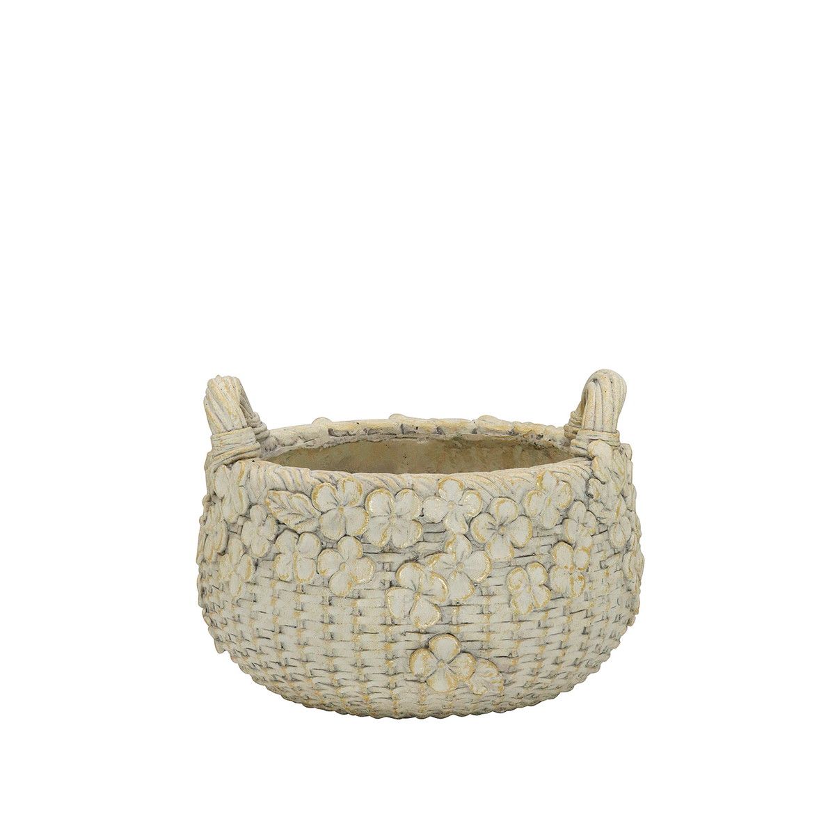植木鉢 おしゃれ CARNAC/エリーゼバスケット2ハンドルS-IG アイボリー×ゴールド/GFB466IG【01】 ガーデニング・園芸用品 フラワーポット グラスファイバー鉢のサムネイル