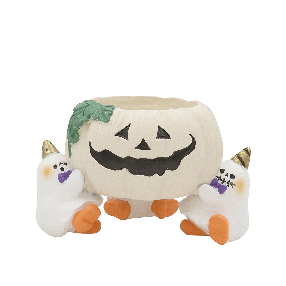 CARNAC/ハロウィンレジンポット25-CジャックオーランタンWH ホワイト/HGHW07WH【01】[4個] ガーデニング・園芸用品 植木鉢・フラワーポット レジン鉢のサムネイル