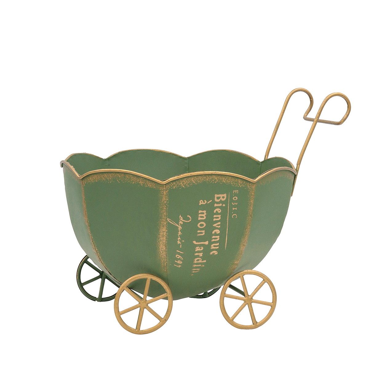 CARNAC/パンプキンカートポット25-B-GR グリーン/HSHW05GR【01】[2個] ガーデニング・園芸用品 植木鉢・フラワーポット アイアン・ブリキ鉢のサムネイル