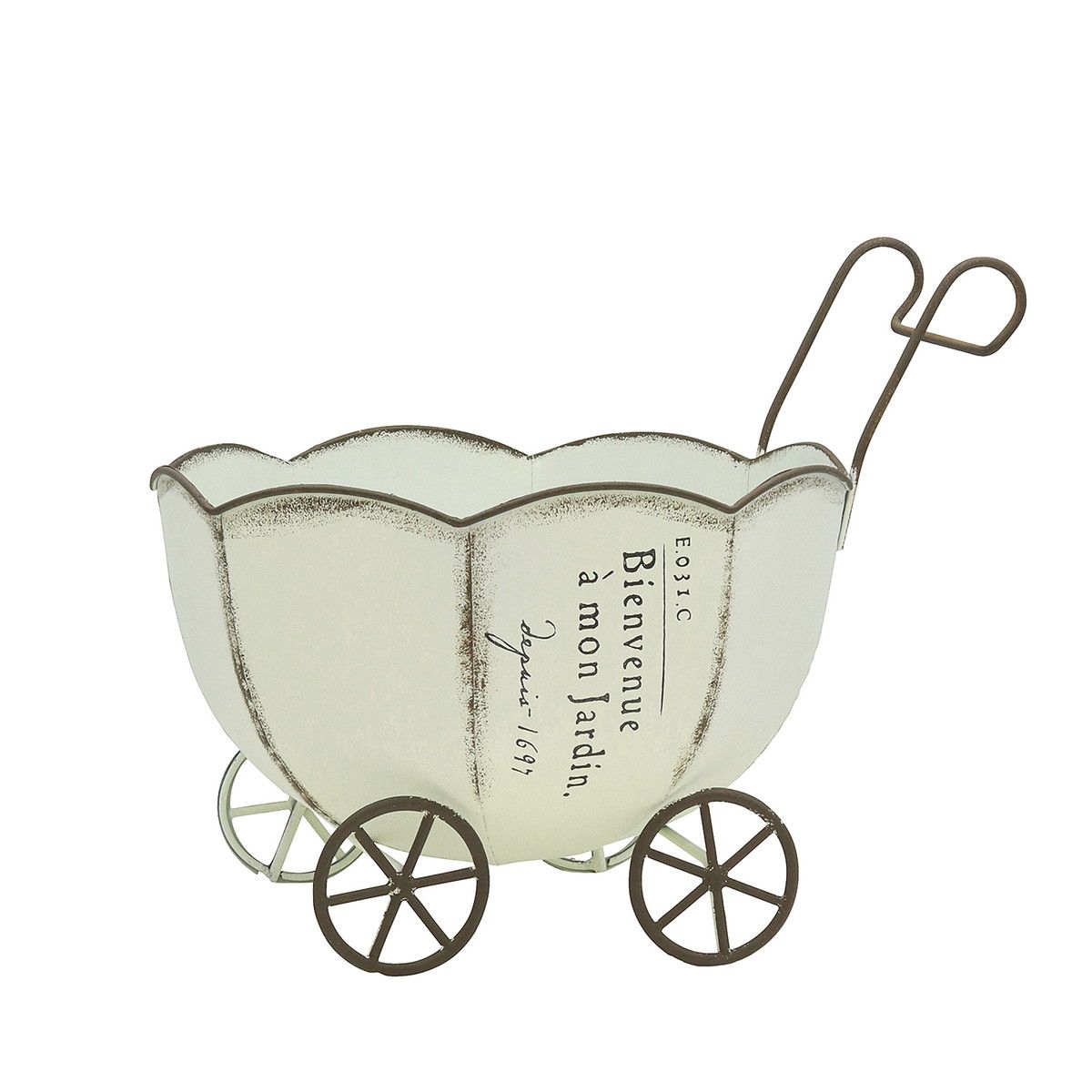 CARNAC/パンプキンカートポット25-B-WH ホワイト/HSHW05WH【01】[2個] ガーデニング・園芸用品 植木鉢・フラワーポット アイアン・ブリキ鉢のサムネイル