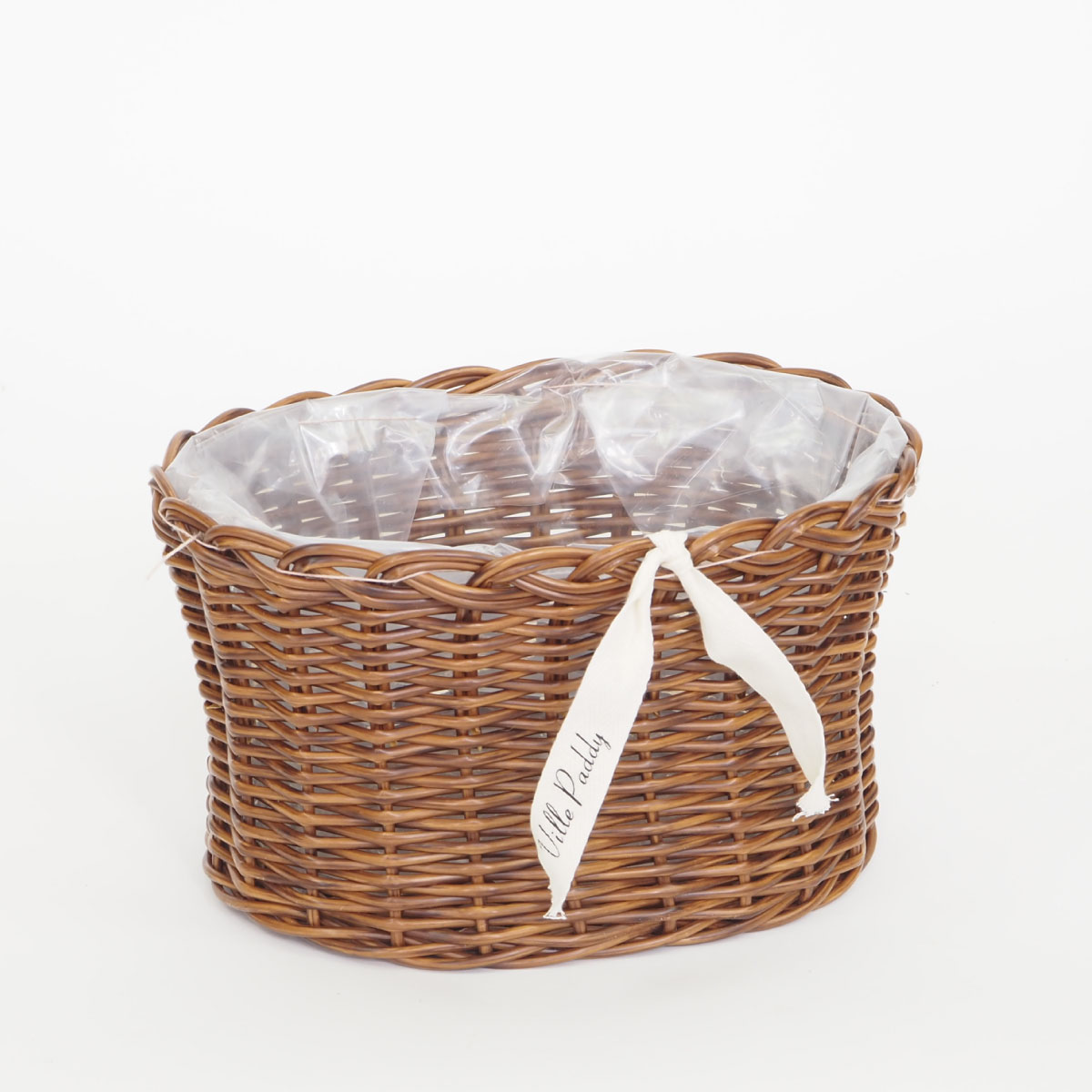 村田屋産業/PPラタンアレンジL Brown/30126【07】 花器、リース 花かご・フラワーバスケット フェイク素材バスケットのサムネイル