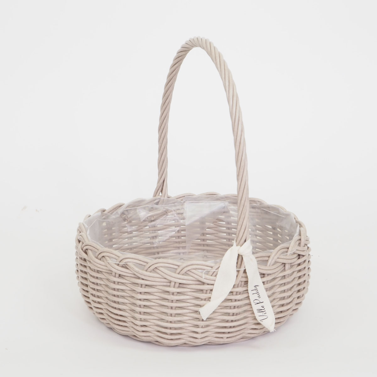 村田屋産業/PPラタンフラットハンドルL Beige/30002【07】 花器、リース 花かご・フラワーバスケット フェイク素材バスケットのサムネイル