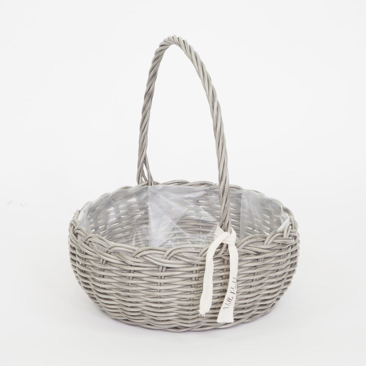 村田屋産業/PPラタンフラットハンドルL Lightgray/30003【07】 花器、リース 花かご・フラワーバスケット フェイク素材バスケットのサムネイル