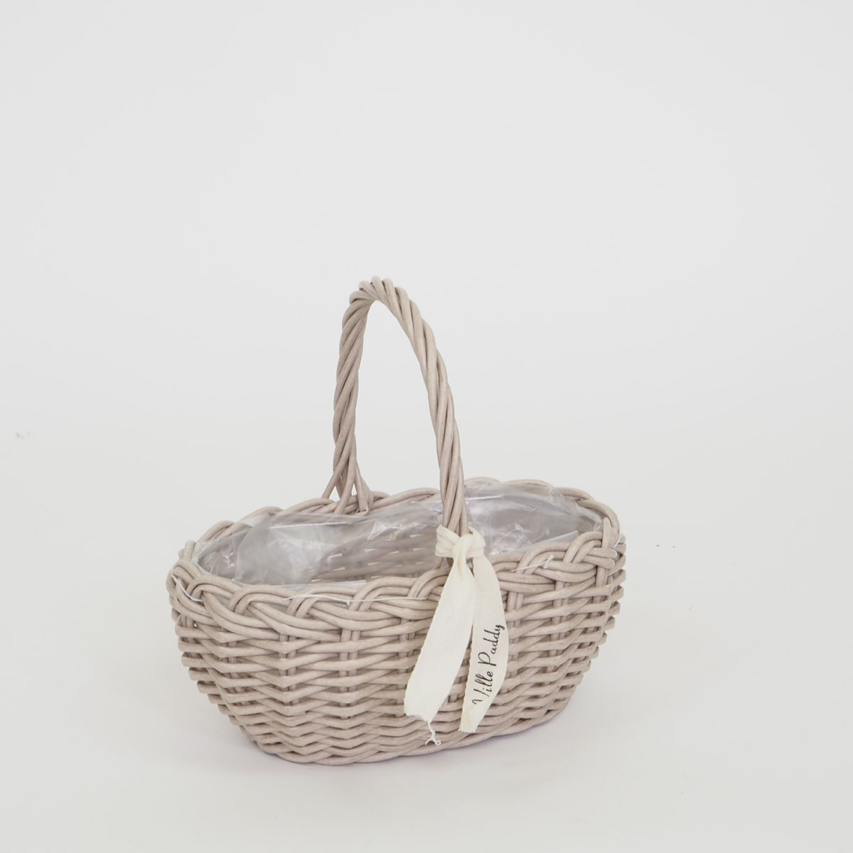 村田屋産業/PPラタンオーバルハンドルS Beige/30004【07】 花器、リース 花かご・フラワーバスケット フェイク素材バスケットのサムネイル