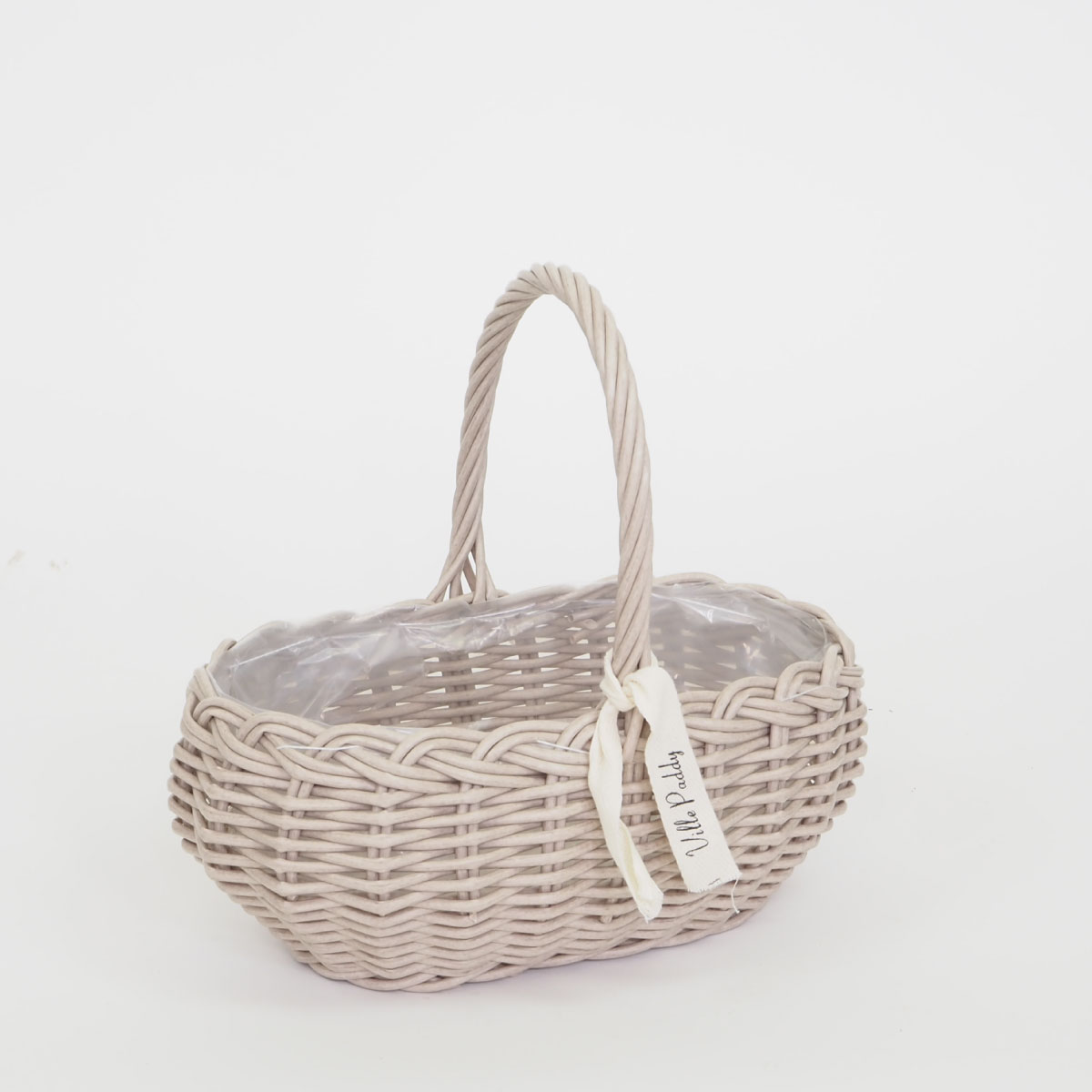 村田屋産業/PPラタンオーバルハンドルM Beige/30006【07】 花器、リース 花かご・フラワーバスケット フェイク素材バスケットのサムネイル