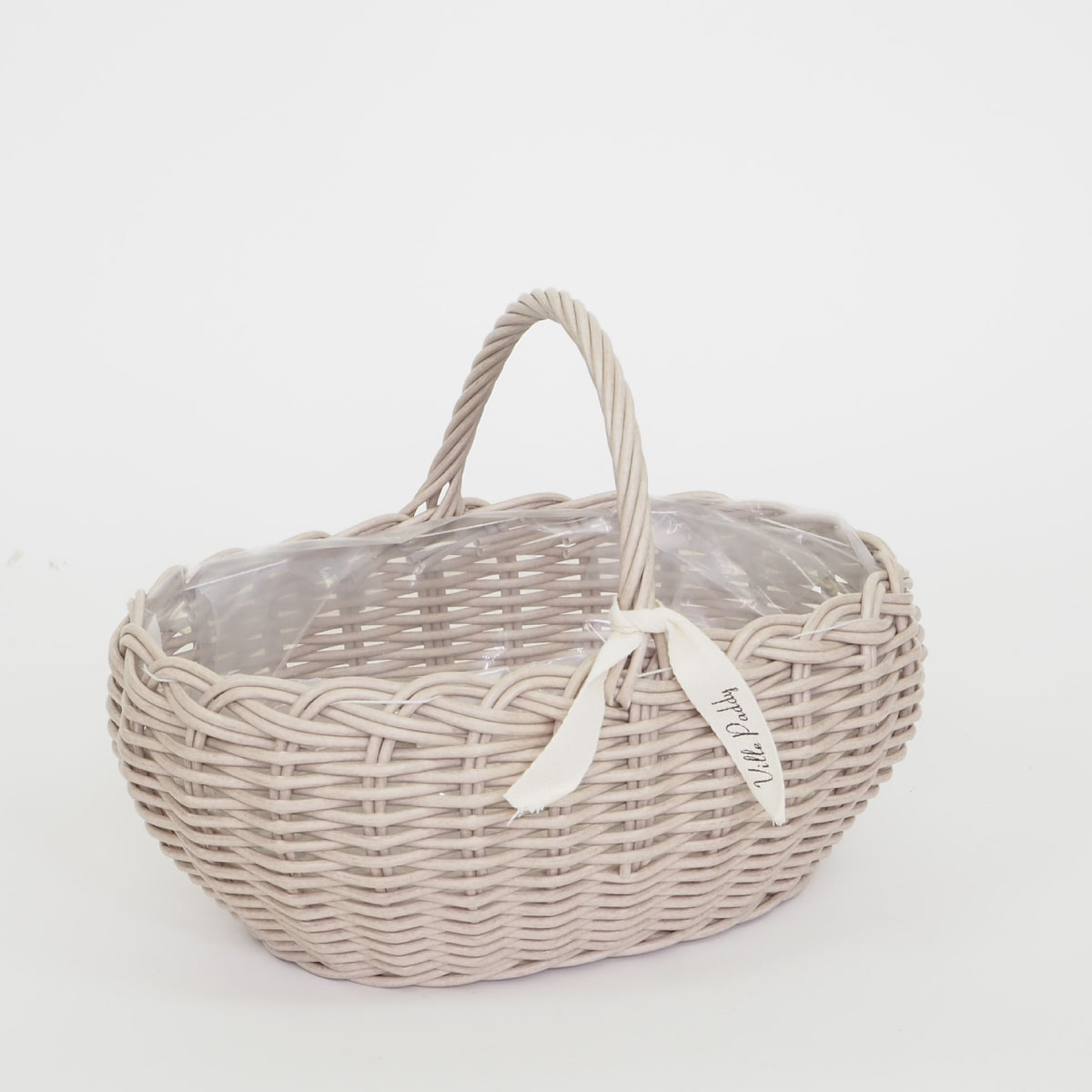 村田屋産業/PPラタンオーバルハンドルL Beige/30008【07】 花器、リース 花かご・フラワーバスケット フェイク素材バスケットのサムネイル