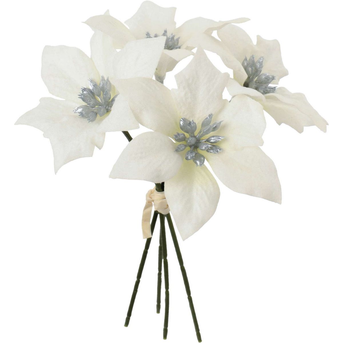 【造花】YDM/ベルベットポインセチアピック4P ホワイト/FS-6341-W【01】 造花（アーティフィシャルフラワー） 造花 花材「は行」 ポインセチア