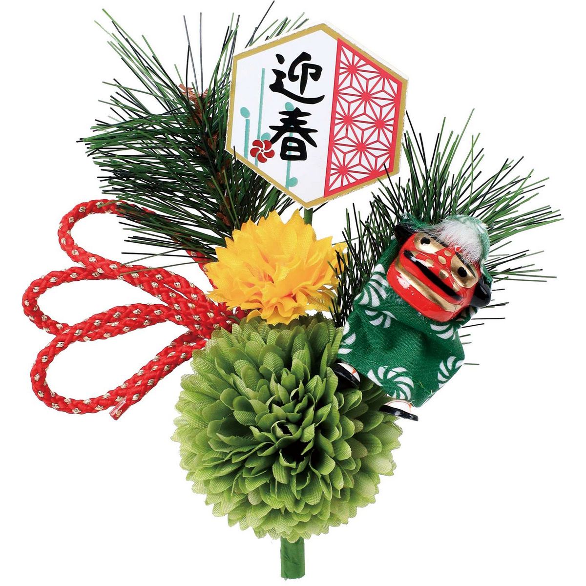 【造花】YDM/迎春ポンポンマムブッシュ/FS-5502-GR【01】 造花（アーティフィシャルフラワー） 造花 花材「か行」 キク（菊）・ピンポンマム