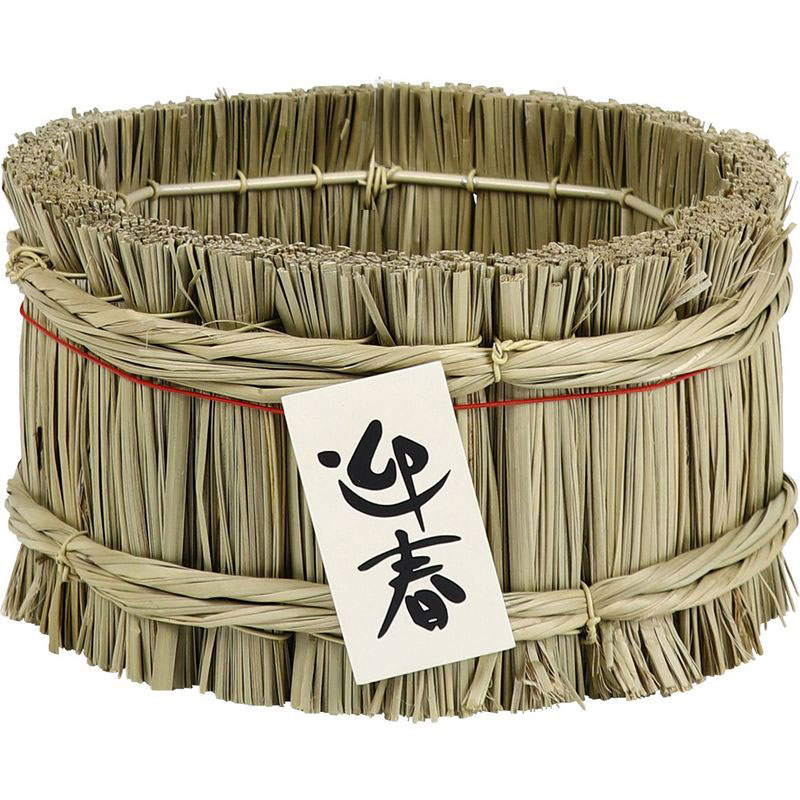 FourSeasons/い草ベース 迎春タグ付き/JW-400/S【01】 花器、リース 花かご・フラワーバスケット 花籠(和風)