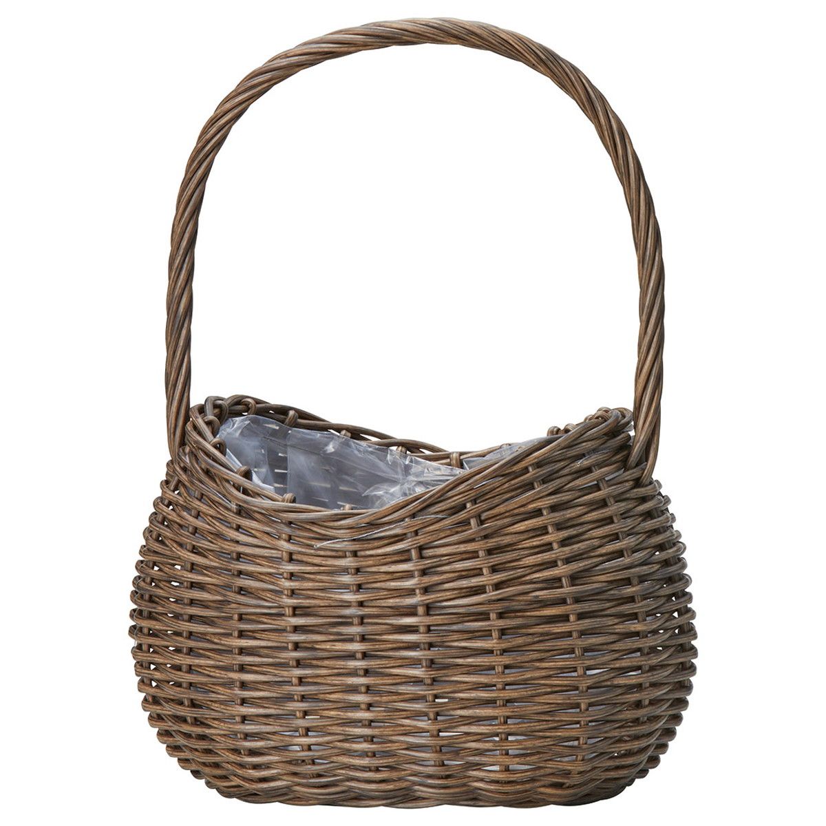 友膳/ユニカーブバスケットDGY/KH352【01】 花器、リース 花かご・フラワーバスケット フェイク素材バ..