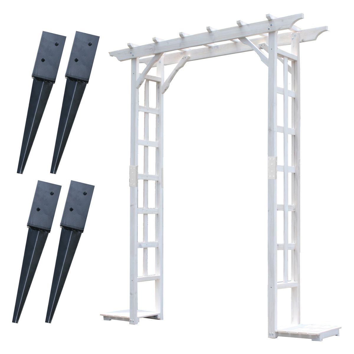 【直送】住まいスタイル/天然木パーゴラアーチ金具セット ホワイト/BP-R200UB4-WHT【01】 ガーデニング..