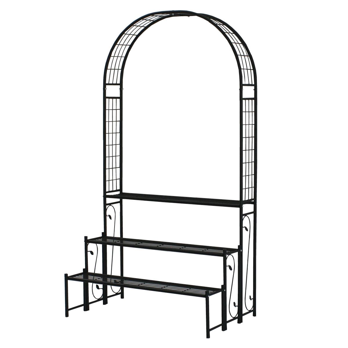 【直送】住まいスタイル/アーチ付フラワーラック ブラック/IA-FR002BLK【01】 ガーデニング・園芸用品 ..