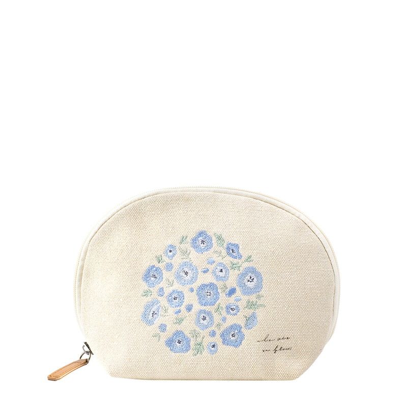 ito&/刺繍シェルポーチ ネモフィラ/IT007-5【01】[2個] 店舗ディスプレイ・店内装...