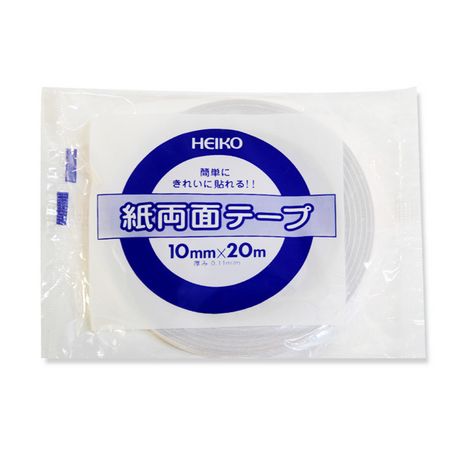 【サイズ】幅10mm×20m巻【ブランド】HEIKO材質：レーヨン不織布事務作業や手芸・工作など、幅広い用途に活躍する両面接着テープです。紙・プラスチック・金属・ガラス・木材などに。厚み：0．11mm【はなどんやお取り扱い商品について】■はなどんや掲載商品には、在庫品とメーカーお取寄商品がございます。掲載納期をご参考にされて下さい。即日発送の納期が記載されている商品でも、当店在庫が欠品となった場合には、お取り寄せにてご手配を進めさせていただきます。※コンビニ支払い・銀行振込等、前払い決済でのご注文については即日発送の対象外となります。■他店舗でも販売をしているため、また、メーカーの実在庫欠品等によりご注文後にご用意ができなくなる場合がございます。その場合にはメールにてご案内をさせて頂きます。■分納は承っておりません。一番遅い納期の商品に合わせて発送となります。/【VAR：14708】20200325new/花資材・フローリスト道具 テープ 両面テープフラワーアレンジ ハンドメイド材料 クラフト素材/【HEIKO】