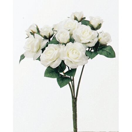 【造花】アスカ/ミニローズブッシュ×12 ホワイト/A-31446-1【01】【取寄】 造花（アーティフィシャルフラワー） 造花 花材「は行」 バラ