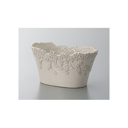 クレイ/FLOWER LINE 23L12W12　WHITE/120-567-100【01】 花器、リース 花器・花瓶 陶器花器のサムネイル