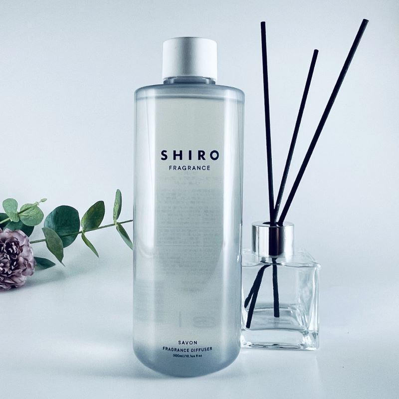 shiro シロ フレグランス ディフューザーキット 300ml 当店オリジナルグラスベース 50ml スティック6本 サボン ホワイトリリー ホワイトティー アールグレイ キンモクセイ ディフューザー