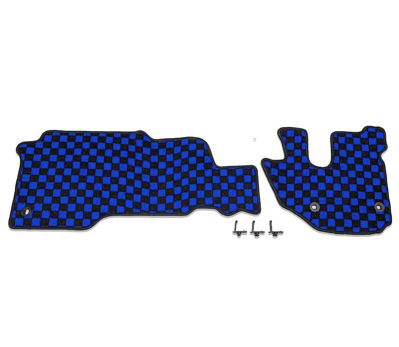 いすゞ 2t車 23 エルフ ローキャンプ専用（R05.03〜）トラック フロアマット カーマット トラック チェックブルー JP-23EF-N-BL