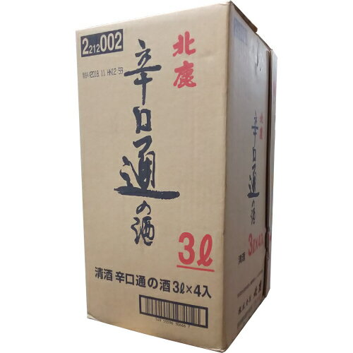 秋田北鹿辛口通の酒　3L(3000ml)　パック　4本組（1ケース）　株式会社北鹿[秋田県]【日本酒】