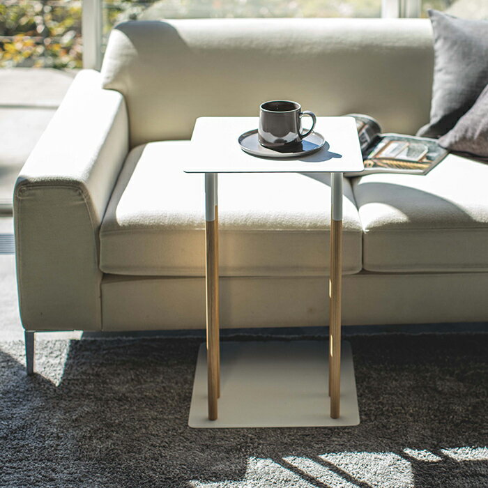 PLAIN 差し込みサイドテーブル プレーン ホワイト ブラック 04803 048040 スチール 天然木 組立品 山崎実業