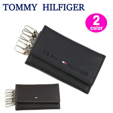 TOMMY HILFIGER キーケース 31TL17X005 トミーヒルフィガー ブラック/ブラウン 型押しロゴ レザー 6連フック トミー 2カラー ブランド ag-885700