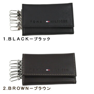 TOMMY HILFIGER キーケース 31TL17X005 トミーヒルフィガー ブラック/ブラウン 型押しロゴ レザー 6連フック トミー 2カラー ブランド ag-885700