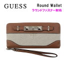 *ゲス 財布 RG776046 COGNAC GUESS 凹凸プレートデザイン ラウンドファスナー財布 長財布 ab-351300 ブランド