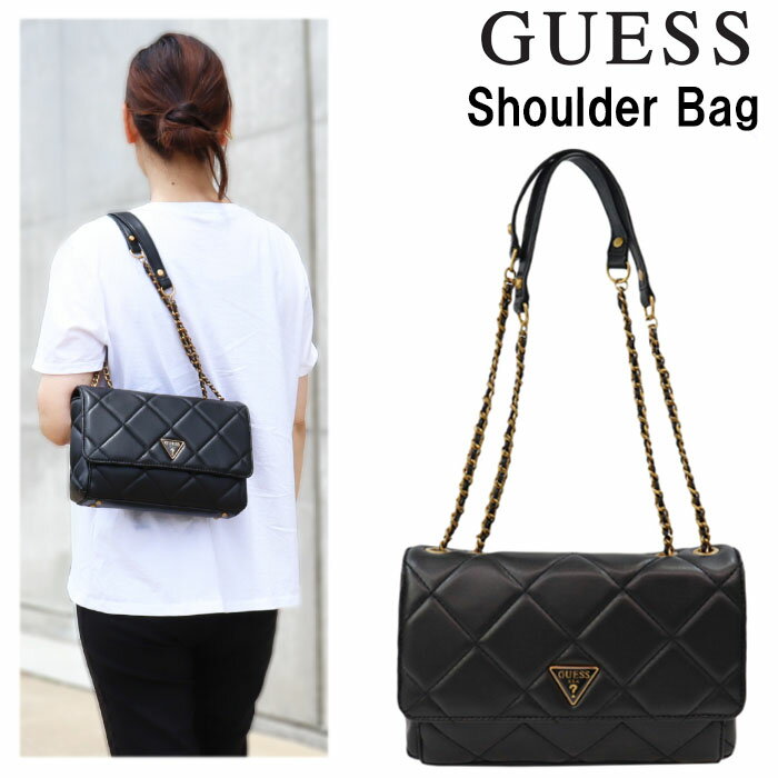 ゲス バッグ QB767921 BLACK ブラック チェーンショルダー ステッチデザイン ハンド トート GUESS ab-497600 ブランド