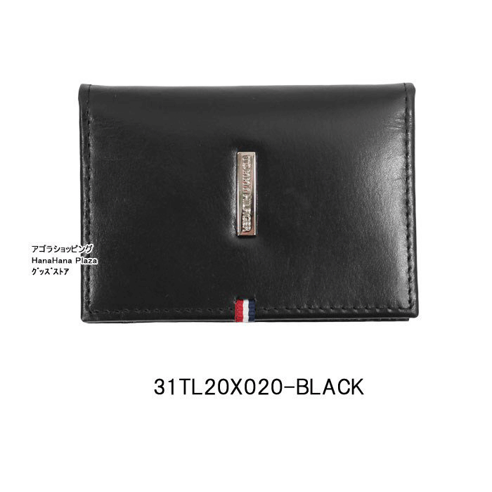 【訳あり返品不可】 cc-1551 TOMMY HILFIGER カードケース 31TL20X020 BLACK トミーヒルフィガー 名刺入れ ロゴプレート レザー メンズ yen card case & valet ブランド