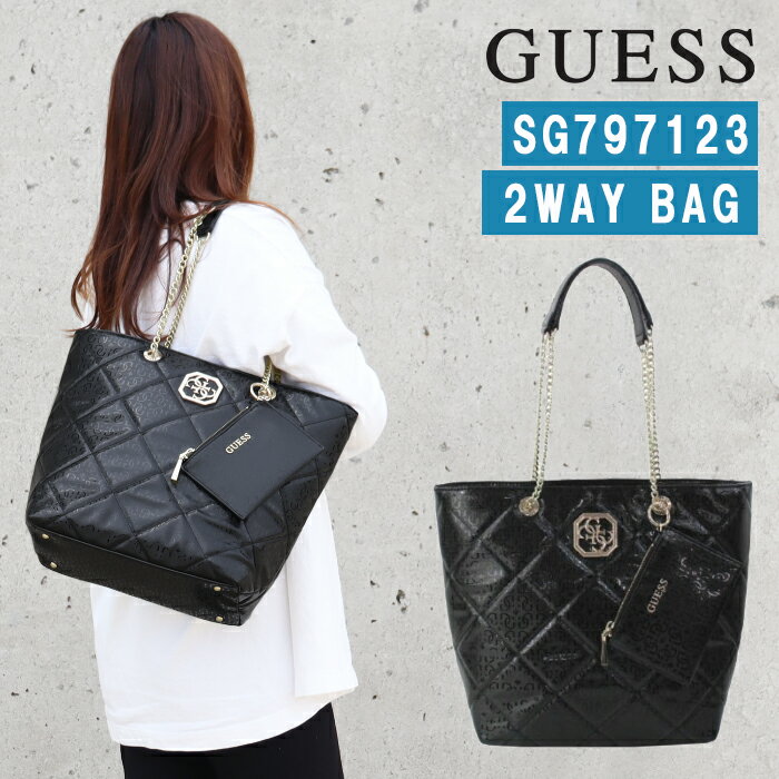 ゲス バッグ SG797123 BLACK ブラック DILLA トートバッグ モノグラム ポーチ付き バック GUESS ab-425100 ブランド