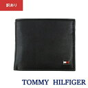 【訳あり返品不可】 st-450 TOMMY HILFIGER 二つ折り財布 31TL25X005 BLACK トミーヒルフィガー レザー 型押しロゴ ブランド