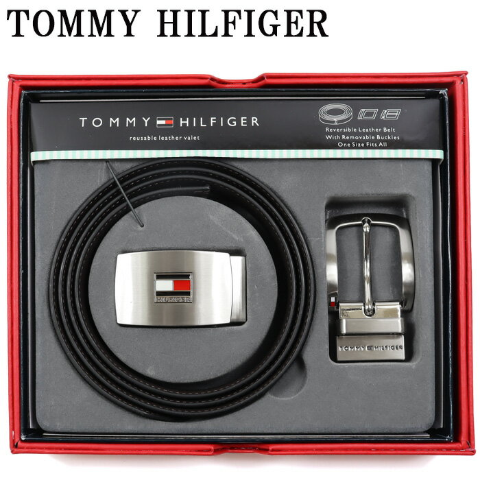 トミーヒルフィガー ベルト 11TL08X007 014 BK/BR リバーシブル フリーサイズ ベルトセット メンズ TOMMY HILFIGER ag-947400 ブランド
