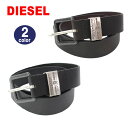 ＊DIESEL ディーゼル ベルト X05541 PR227 T8013 T2153 ブラック BLACK ブラウン BROWN レザー 牛革 ダブルメタルループ ヴィンテージ加工 メンズ ab-440500 ブランド