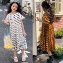 ワンピース キッズ 女の子 夏 ボヘミアン リゾート ビーチ ロング丈 マキシ丈 ドット柄 ティアード フリル かわいい ポリエステル 子供服