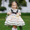 ワンピース 女の子 子供 ロリータ ロリィタ風 かわいい キャラクター 半袖 パフスリーブ フレア チュール ティアードスカート ポリエステル 綿混 白 夏 お出かけ 普段着 ドレス