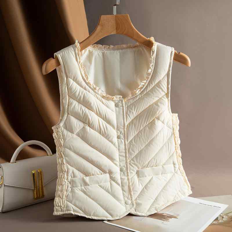 ベスト レディース 大きいサイズ ママ シニア ホワイトダックダウン ダウン 防寒 インナーベスト ゆったり 体型カバー 軽量 ナイロン ..