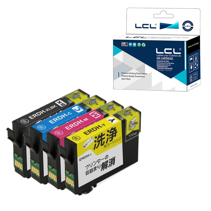 LCL プリンター 洗浄液 エプソンに適合する RDH-4CL RDH-BK-L RDH-BK RDH-C RDH-M RDH-Y (4色セット) 【プリンターの「目詰まり」「かすれ」解消】【洗浄カートリッジに入れ替えてヘッドクリーニングを