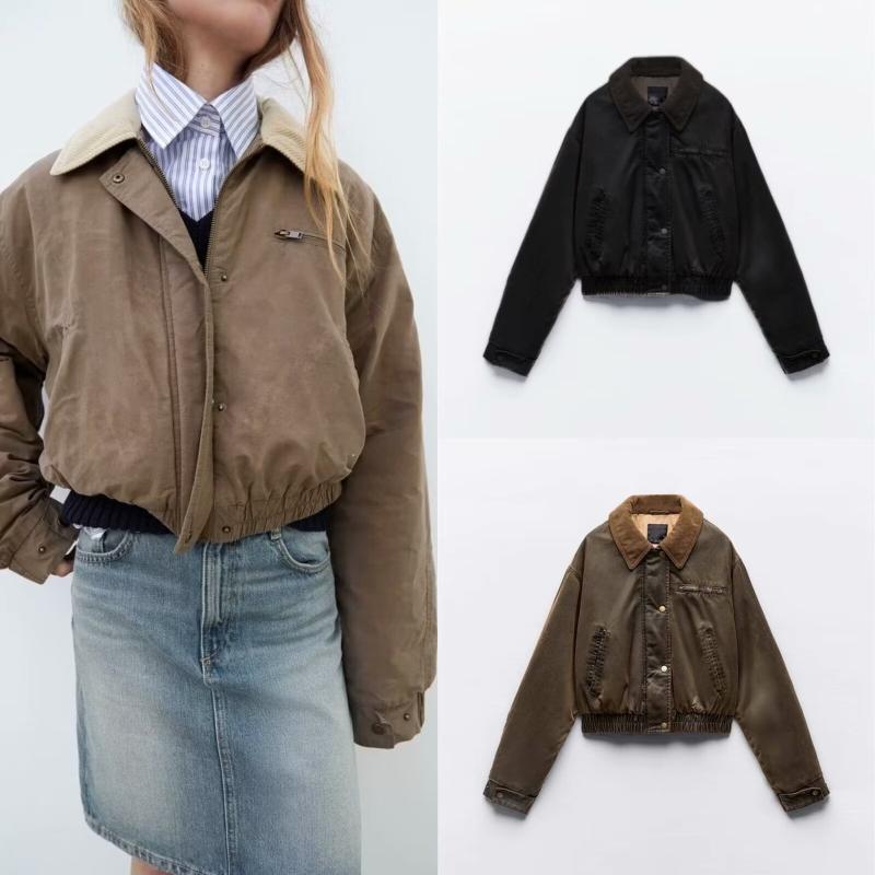 アウター レディース 秋冬 中綿ジャケット 欧米スタイル 切り替えデザイン 保温 防寒 襟付き 長袖 ストリートカジュアル ポリエステル素材 ブラウン系 ベージュ ヒョウ柄