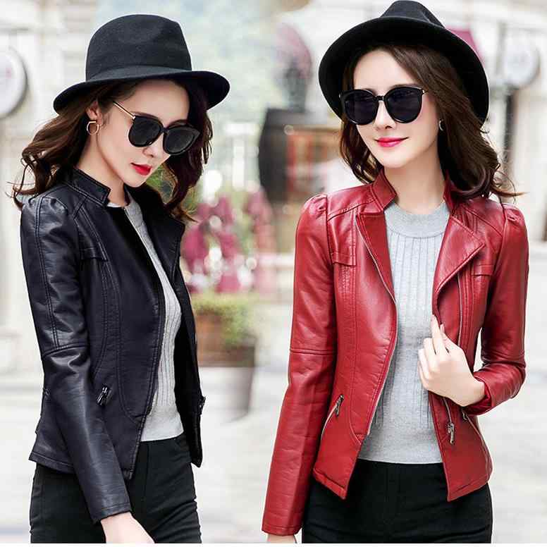 レザージャケット レディース 女性用 PUレザー 合皮 ショート丈 スリムフィット 韓国風 ライダースジャケット アウター 革ジャン ブラック ワインレッド 綺麗め カジュアル 通勤 ビジネス オフィス