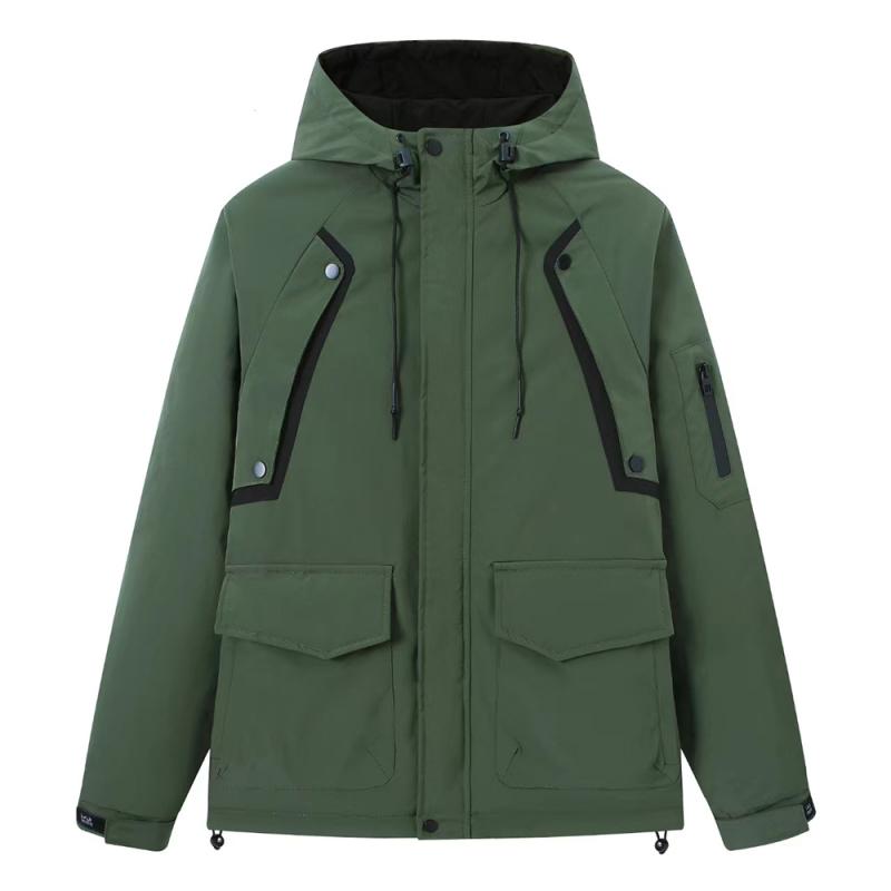 ジャケット メンズ 秋冬 厚手 中綿入り フード付き ウィンドブレーカー プリント レギュラーフィット ..