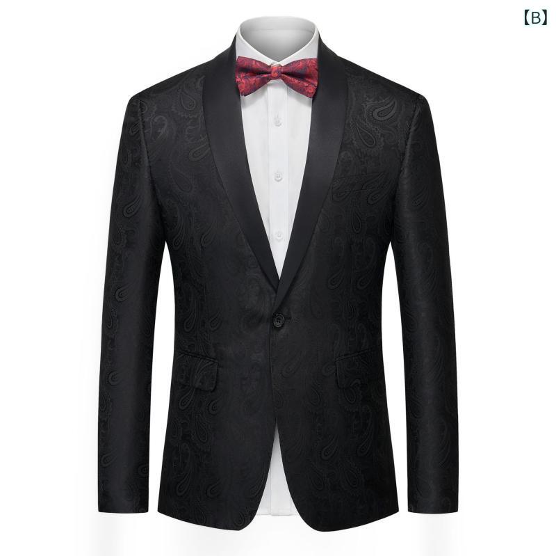 ジャケット メンズ フォーマルスーツ 礼服 結婚式 披露宴 舞台 ステージ衣装 司会 スリム 細身 スタイリッシュ シングルブレスト ビジネスカジュアル 化繊混紡 アセテート