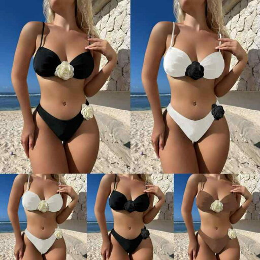 水着 レディース セパレート ビキニ セクシー 欧米風 無地 バラ柄 ドローストリング 紐付き 胸パッド付き ノンワイヤー スイムウェア プール ビーチ 春夏 水着 レディース セパレート ビキニ セクシー 欧米風 無地 バラ柄 ドローストリング 紐付き 胸パッド付き ノンワイヤー スイムウェア プール ビーチ 春夏
