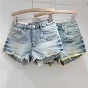 デニムショートパンツ レディース 女性用 セクシー フリンジ 切りっぱなし 夏 スリムフィット 細見え 着痩せ ヒップライン強調 Aライン ホットパンツ 短パン