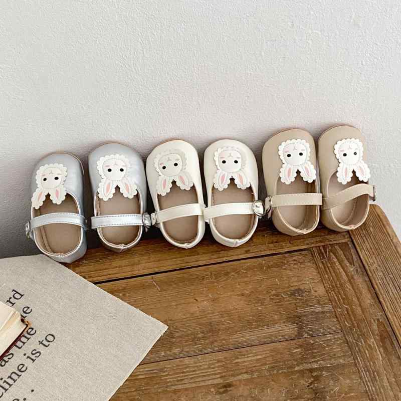 シューズ ベビー 女の子 幼児 ウサギ プリンセス ストラップ フラットシューズ PUレザー ソフトソール ..