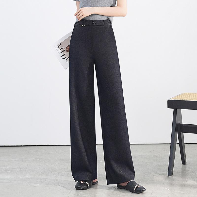 カジュアルパンツ レディース 春夏 ハイウエスト ストレートパンツ ロング丈 体型カバー 細見え 落ち感 ドレープ ゆったり ルーズ ポケット付き 着回し 万能 通勤 オフィスカジュアル 普段使い 韓国風 きれいめ 上品 ポリエステル 薄手 微ストレッチ