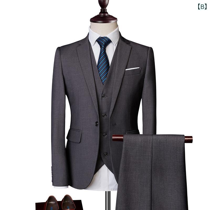 スーツ メンズ 男性用 セットアップ ビジネス カジュアル スリムフィット 無地 スリーピース 3点セット 結婚式 披露宴 二次会 新郎 フォーマル 礼服
