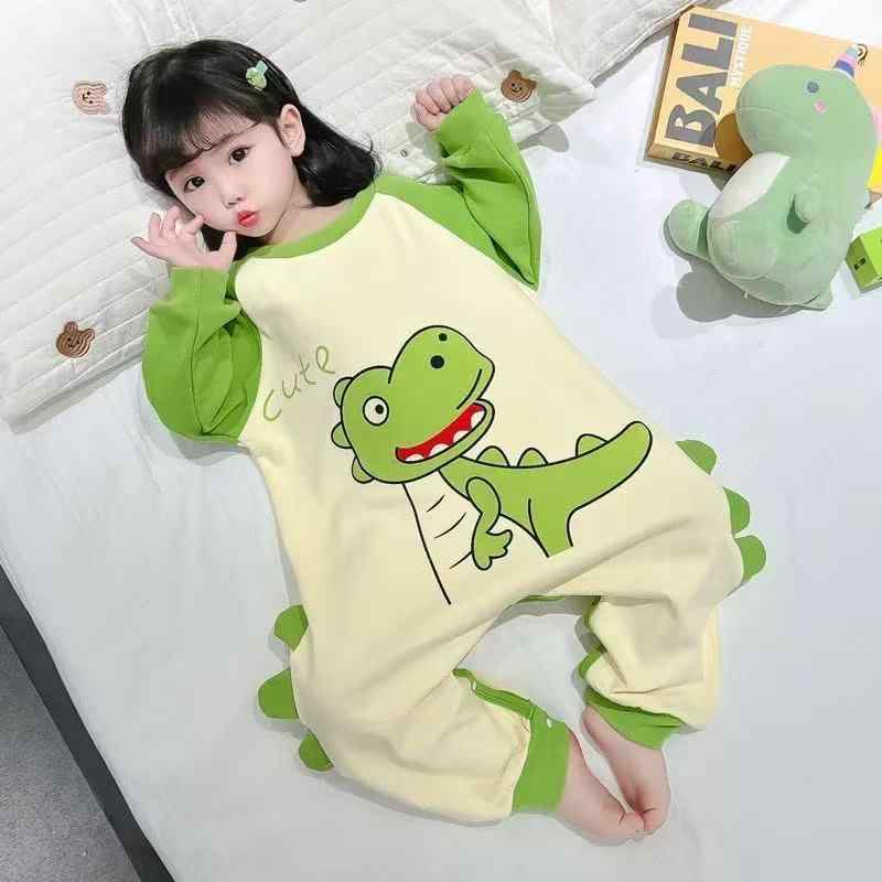 ロンパース ベビー キッズ 男女兼用 長袖 綿 コットン スリーパー パジャマ 足付き オールインワン 普段使い 部屋着 お出かけ 冷房対策 寝冷え対策 春秋 あったか キャラクター アニマル 総柄 かわいい