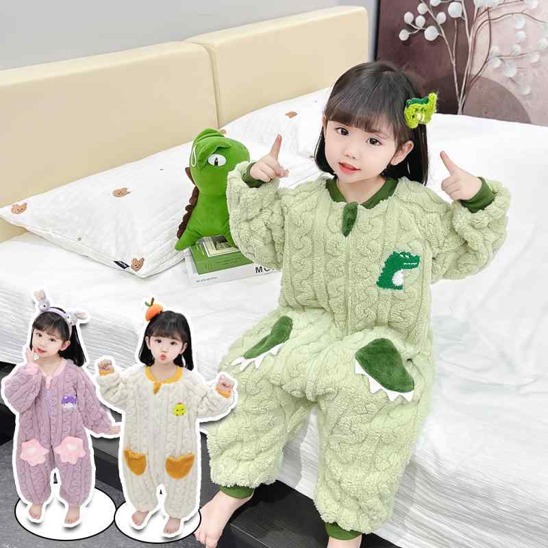 ベビーパジャマ 男女兼用 コーラルフリース 裏起毛 ロンパース カバーオール スリーパー 厚手 あったか 秋冬 アニマル柄 キャラクター かわいい 部屋着 ルームウェア 防寒