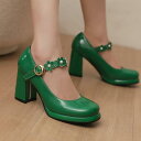 パンプス レディース エナメル スクエアトゥ 厚底 太ヒール 超高ヒール ストラップ メリージェーン フラワーモチーフ 浅履き PUレザー 春秋