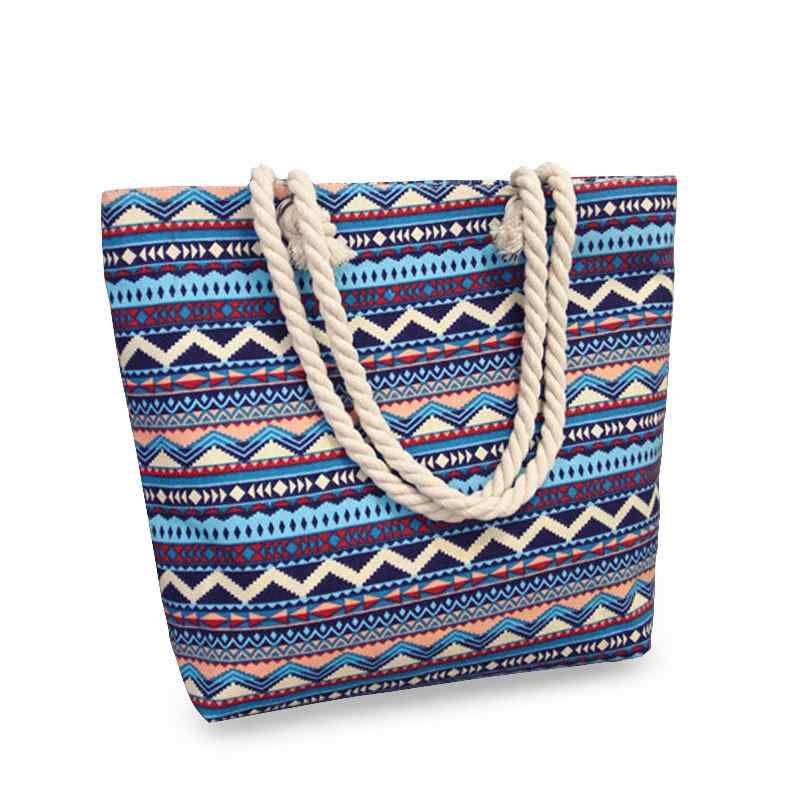 トートバッグ レディース キャンバス 帆布 花柄プリント ビーチ レジャー トラベル 収納 肩掛け ファスナー開閉 横型 スクエア 春夏